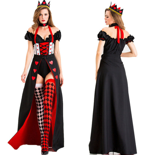 Damen Halloween Königin der Herzen Kostüm – Rolle, Party & Karneval Verkleidung