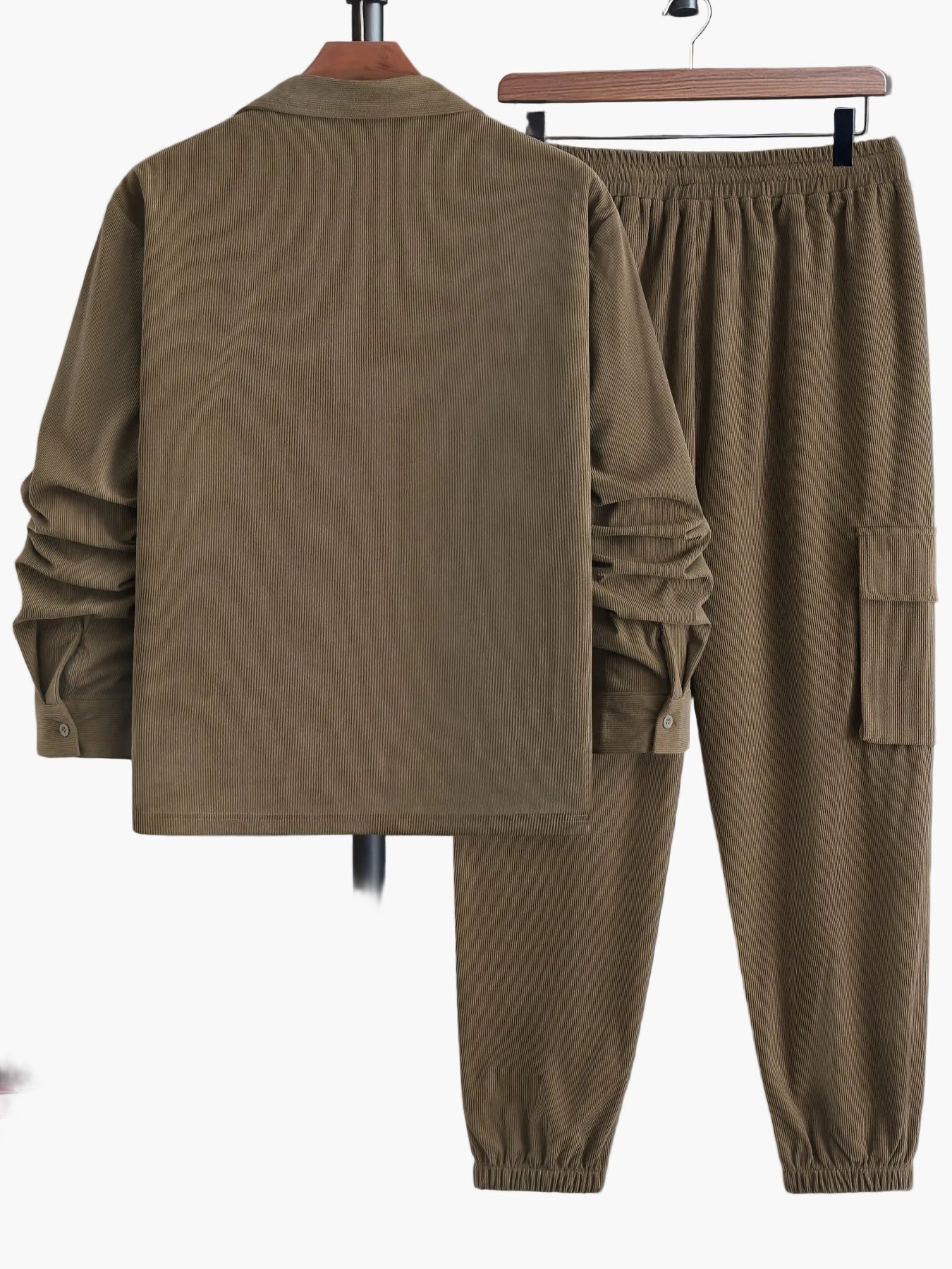 Herren Cord Freizeitanzug Zweiteiler – Lässiges Set mit Jacke und Cargohose, Streetwear Stil