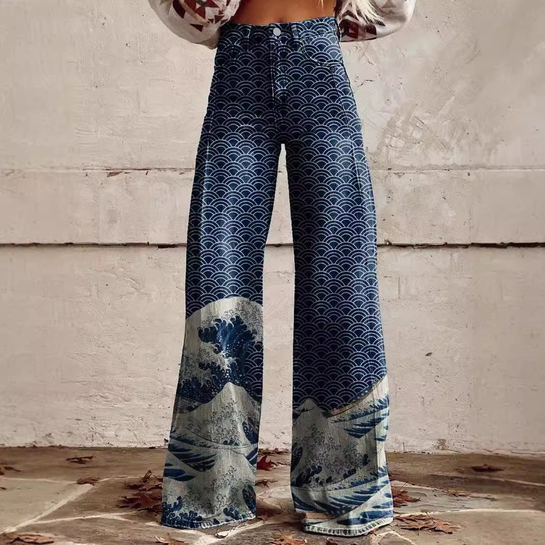 Lucy – Weit geschnittene Damenhose mit 3D-Digitaldruck