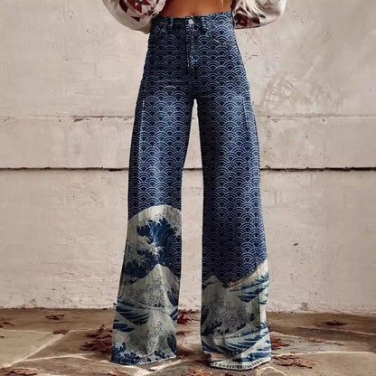 Lucy – Weit geschnittene Damenhose mit 3D-Digitaldruck