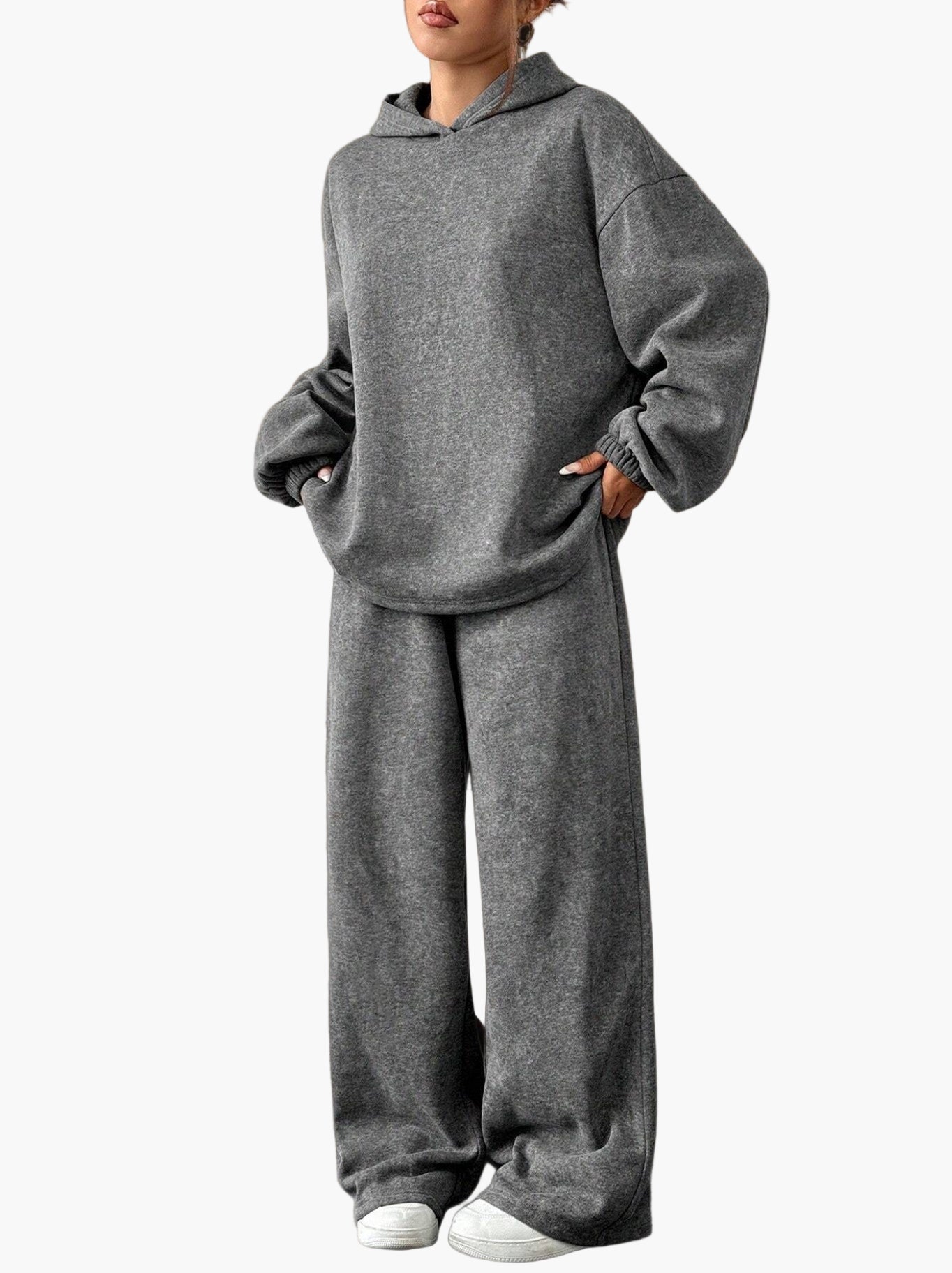 Damen Lounge Set mit Kapuzenpullover und weiter Hose – Bequemer Freizeit- und Homewear-Look