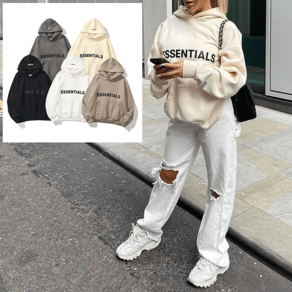 Unisex ESSENTIALS Pullover-Hoodie mit Print – Streetwear Casual
