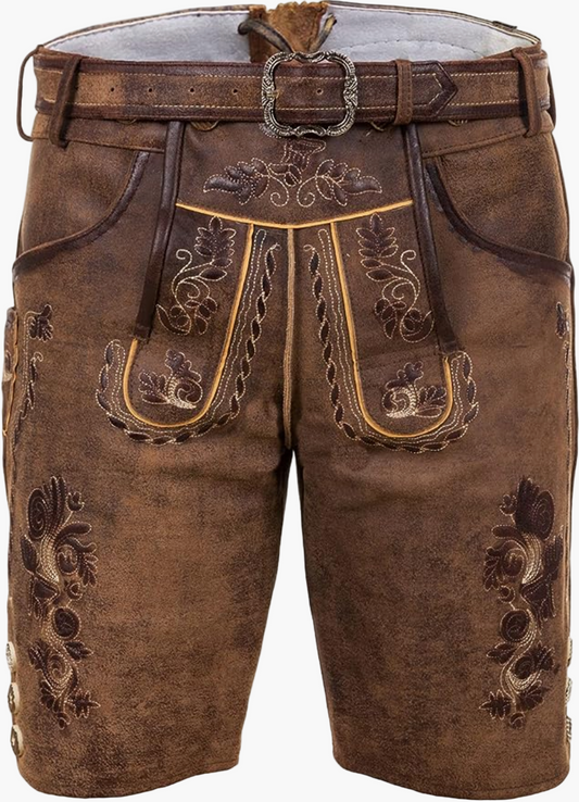 Herren Trachten Lederhose mit traditioneller Stickerei – Perfekt für Oktoberfest und Volksfeste