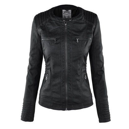 Damen veganem Lederjacke mit Kapuze – Modische Übergangsjacke für Alltag und Freizeit