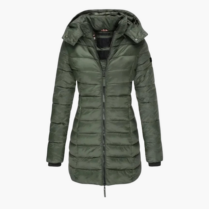 Damen Winter-Steppmantel mit Kapuze – Gefütterter eleganter Outdoor-Mantel für Herbst & Winter