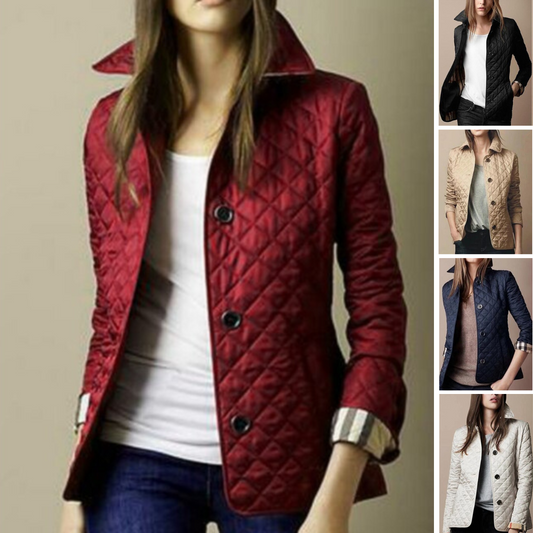 Damen Steppjacke im klassischen Rautenmuster – Eleganter Übergangsjacke für Alltag und Büro