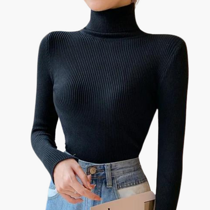 Damen Rollkragenpullover Strick Elegant – Modischer Basic Pullover für Alltag und Büro