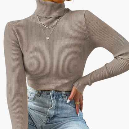 Damen Rollkragenpullover Strick Elegant – Modischer Basic Pullover für Alltag und Büro