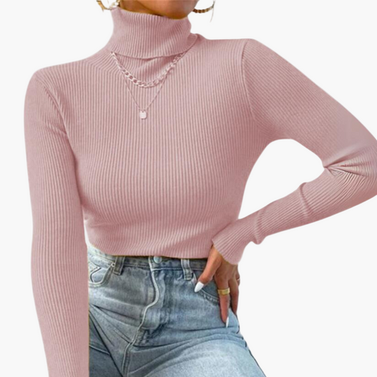 Damen Rollkragenpullover Strick Elegant – Modischer Basic Pullover für Alltag und Büro