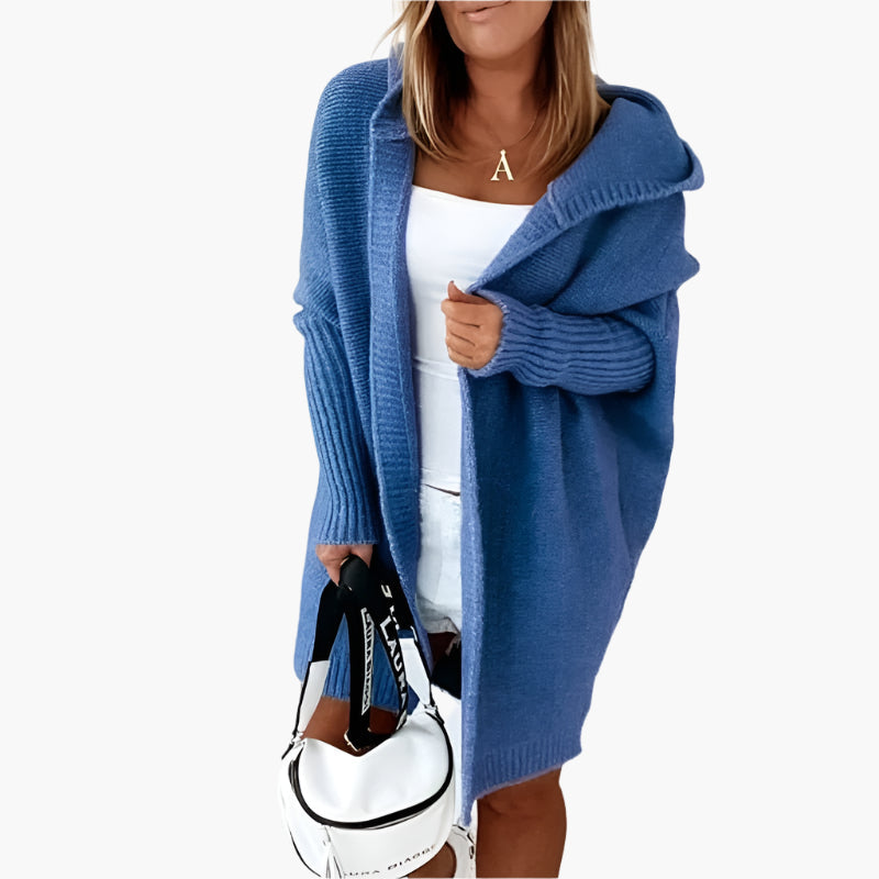 Damen Strick-Cardigan mit Kapuze – Kuscheliger Oversize Style für Alltag & Freizeit