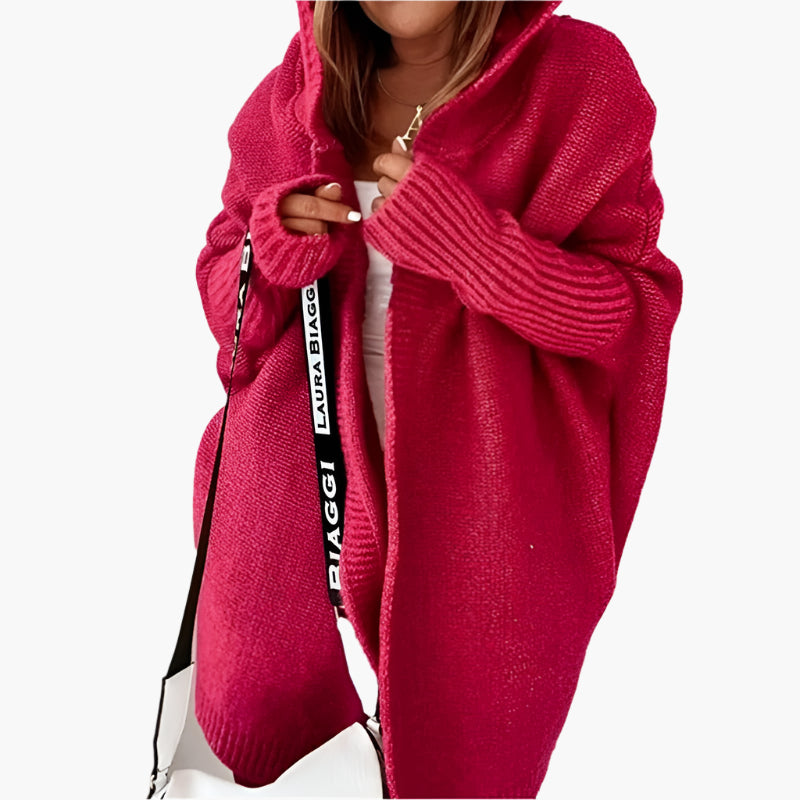 Damen Strick-Cardigan mit Kapuze – Kuscheliger Oversize Style für Alltag & Freizeit