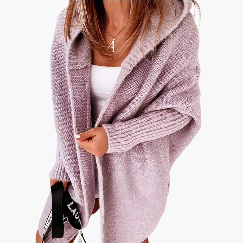 Damen Strick-Cardigan mit Kapuze – Kuscheliger Oversize Style für Alltag & Freizeit