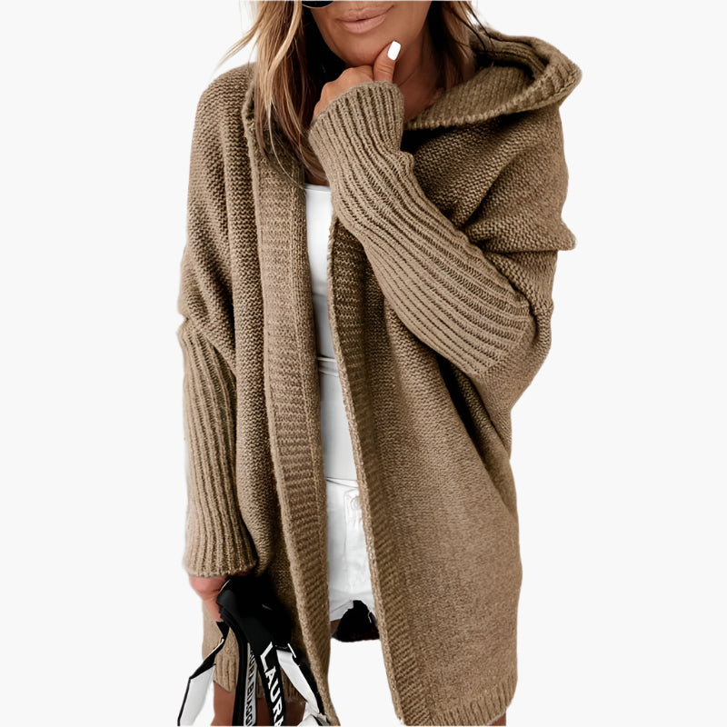 Damen Strick-Cardigan mit Kapuze – Kuscheliger Oversize Style für Alltag & Freizeit