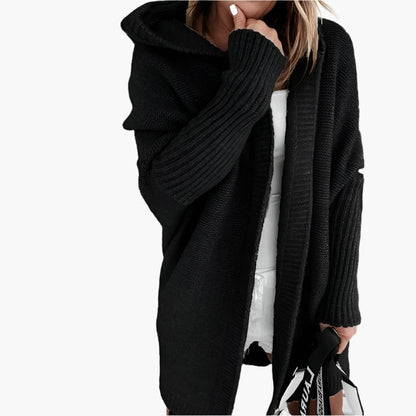 Damen Strick-Cardigan mit Kapuze – Kuscheliger Oversize Style für Alltag & Freizeit