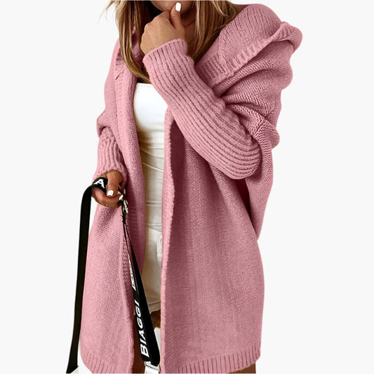 Damen Strick-Cardigan mit Kapuze – Kuscheliger Oversize Style für Alltag & Freizeit