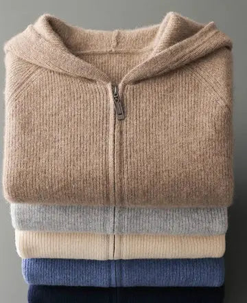 Herren Strick Hoodie Cardigan – Komfortabler Freizeit Reißverschluss Pullover
