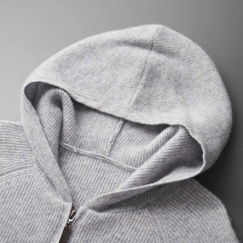 Herren Strick Hoodie Cardigan – Komfortabler Freizeit Reißverschluss Pullover