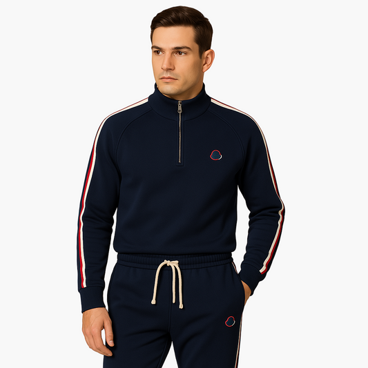 Herren Trainingsanzug mit modernem Schnitt und sportlicher Halbreißverschluss-Sweatjacke – Perfekt für Freizeit und Sport