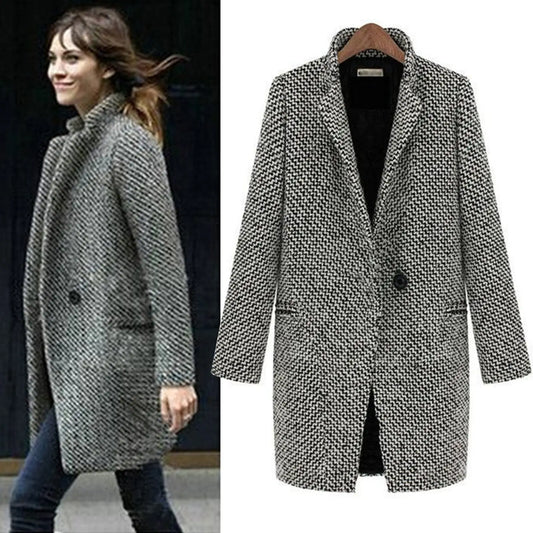 Damen Wollmantel im eleganten Business-Stil – Herbst/Winter Übergangsmantel für Büro & Alltag
