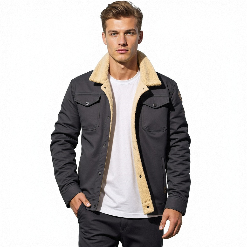 Herren Vintage Bomberjacke mit Teddyfutter – Stilvolle Winterjacke für Freizeit & Alltag