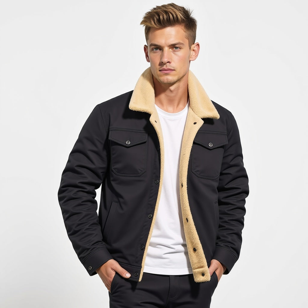 Herren Vintage Bomberjacke mit Teddyfutter – Stilvolle Winterjacke für Freizeit & Alltag