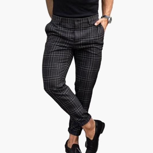Herren Stretchige Karierte Chinohose – Modern & Vielseitig für Alltag und Business