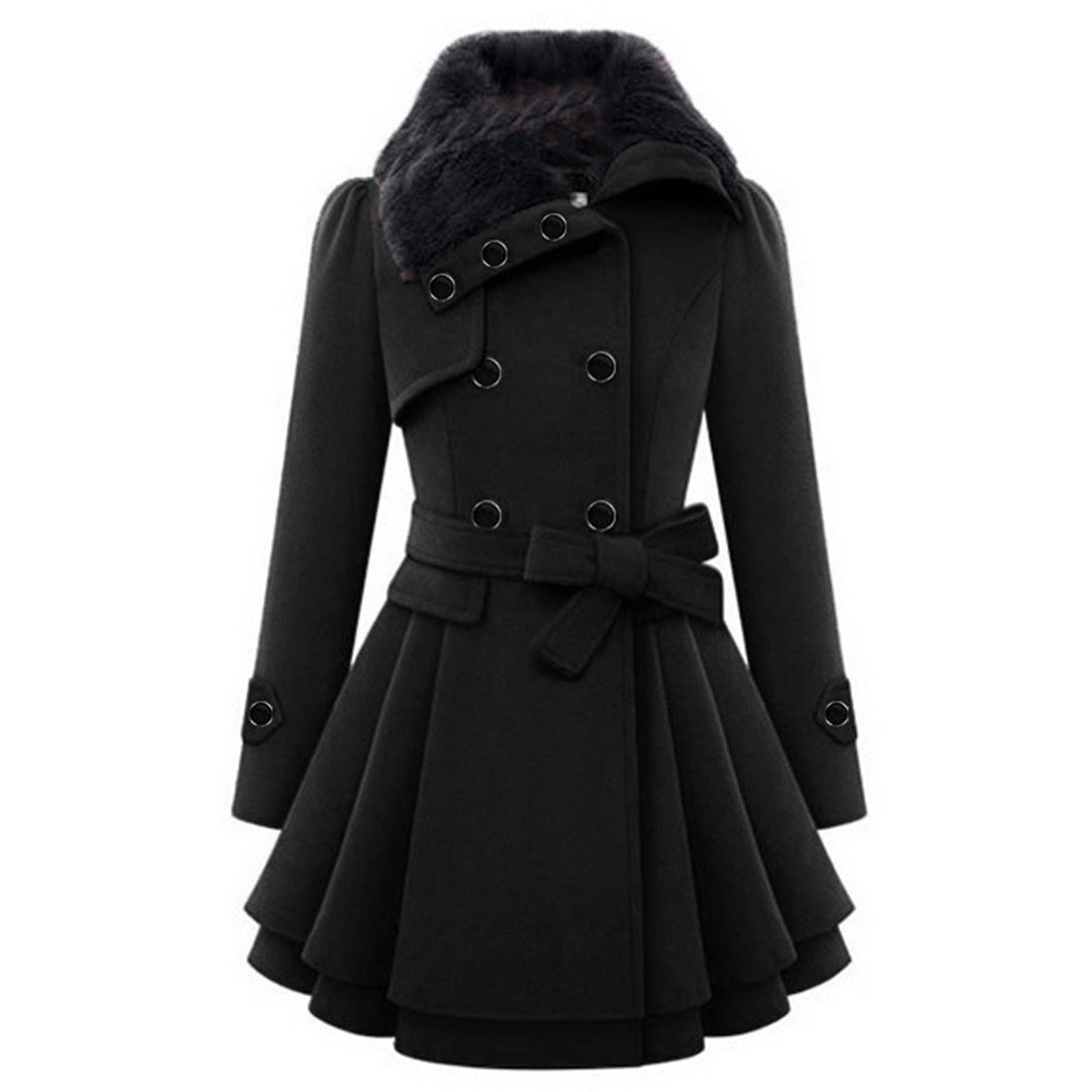 Damen Wintermantel mit Kunstpelzkragen – Eleganter taillierter Trenchcoat für stilvolle Outfits