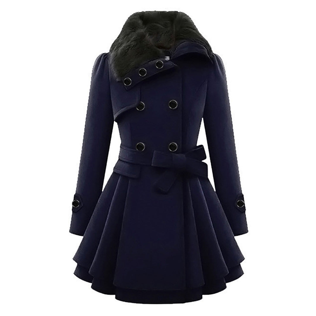 Damen Wintermantel mit Kunstpelzkragen – Eleganter taillierter Trenchcoat für stilvolle Outfits