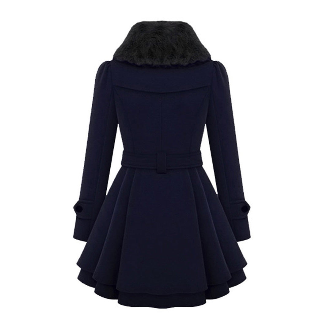 Damen Wintermantel mit Kunstpelzkragen – Eleganter taillierter Trenchcoat für stilvolle Outfits