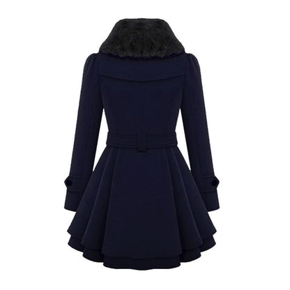Damen Wintermantel mit Kunstpelzkragen – Eleganter taillierter Trenchcoat für stilvolle Outfits
