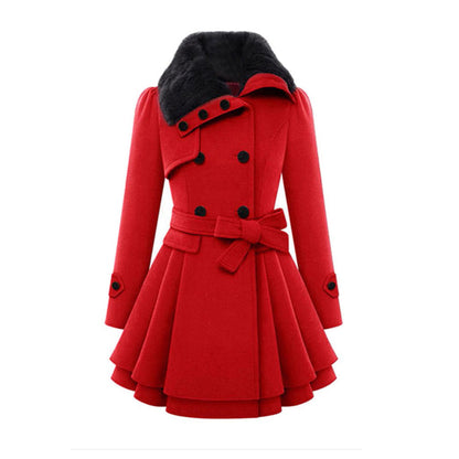 Damen Wintermantel mit Kunstpelzkragen – Eleganter taillierter Trenchcoat für stilvolle Outfits