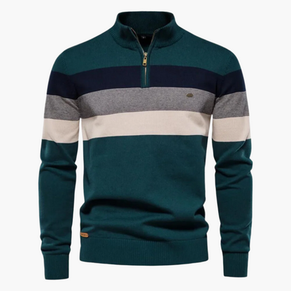 Herren Strickpullover mit Reißverschluss – Modernes Streifendesign für Freizeit und Büro