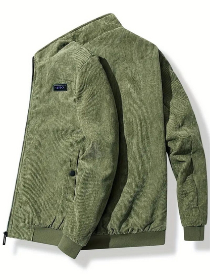 Herren Winterjacke im Cord-Look – Lässige Outdoor Übergangsjacke mit Teddyfutter