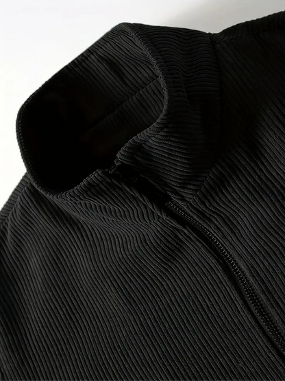 Herren Winterjacke im Cord-Look – Lässige Outdoor Übergangsjacke mit Teddyfutter