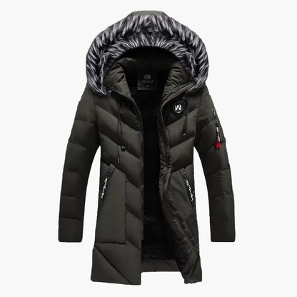 Herren Winterparka mit Kunstfellkapuze – Stilvolle lange Jacke für kalte Tage