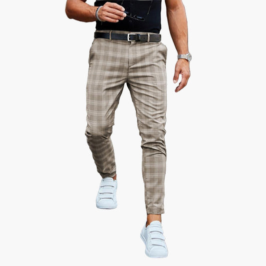 Herren Slim Fit Chinohose – Modernes Karomuster, Stilvolle Freizeithose