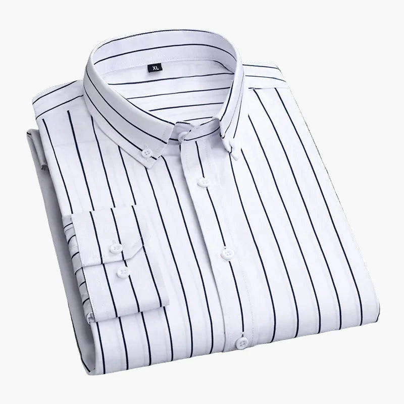 Herren Business Freizeithemd mit Streifenmuster – Modernes Langarmhemd für Büro und Alltag