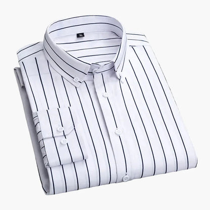 Herren Business Freizeithemd mit Streifenmuster – Modernes Langarmhemd für Büro und Alltag