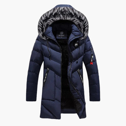 Herren Winterparka mit Kunstfellkapuze – Stilvolle lange Jacke für kalte Tage