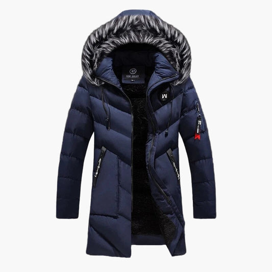 Herren Winterparka mit Kunstfellkapuze – Stilvolle lange Jacke für kalte Tage