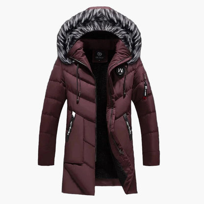 Herren Winterparka mit Kunstfellkapuze – Stilvolle lange Jacke für kalte Tage