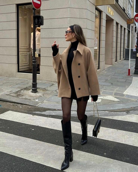 Damen Oversized Veganwollmix Mantel im Boxy Fit – Modischer Herbst/Wintermantel für stilvolle Outfits