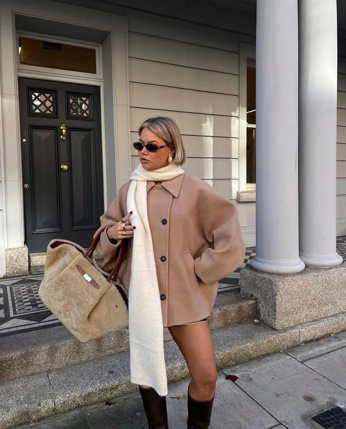 Damen Oversized Veganwollmix Mantel im Boxy Fit – Modischer Herbst/Wintermantel für stilvolle Outfits