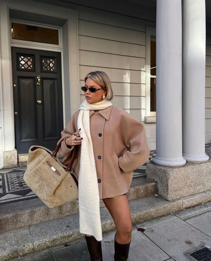 Damen Oversized Veganwollmix Mantel im Boxy Fit – Modischer Herbst/Wintermantel für stilvolle Outfits