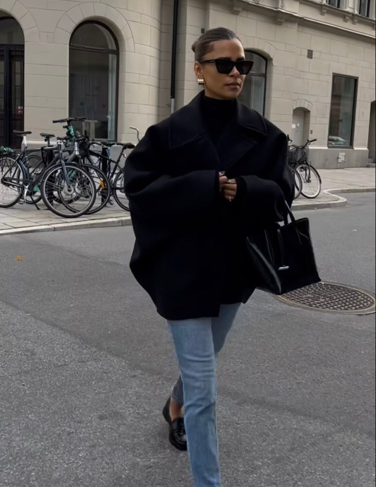 Damen Oversized Veganwollmix Mantel im Boxy Fit – Modischer Herbst/Wintermantel für stilvolle Outfits