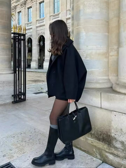 Damen Oversized Veganwollmix Mantel im Boxy Fit – Modischer Herbst/Wintermantel für stilvolle Outfits