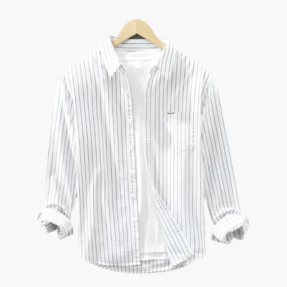 Herren Freizeithemd – Gestreiftes Langarmhemd im Casual-Look, Ideal für Büro, Alltag & Sommer