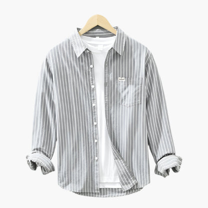 Herren Freizeithemd – Gestreiftes Langarmhemd im Casual-Look, Ideal für Büro, Alltag & Sommer