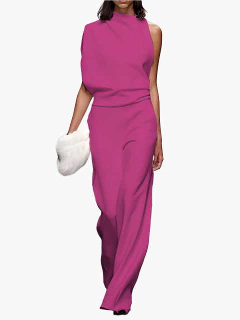 Damen Jumpsuit Elegant – Ärmellos, Weites Bein, Perfekt für Büro & Alltag