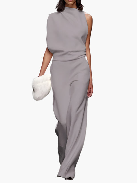Damen Jumpsuit Elegant – Ärmellos, Weites Bein, Perfekt für Büro & Alltag